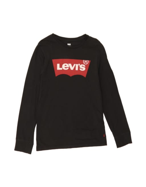 Vintage Levi's Graphic Top Long Sleeve XS In Black