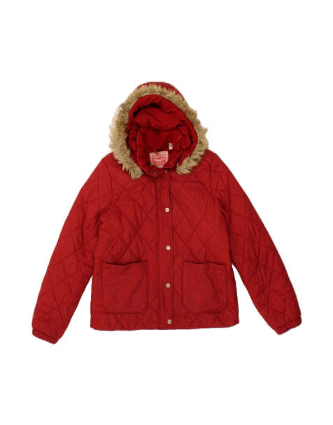 Vintage Levi's Hooded Quilted Jacket Uk 14 Medium In Red - view 1