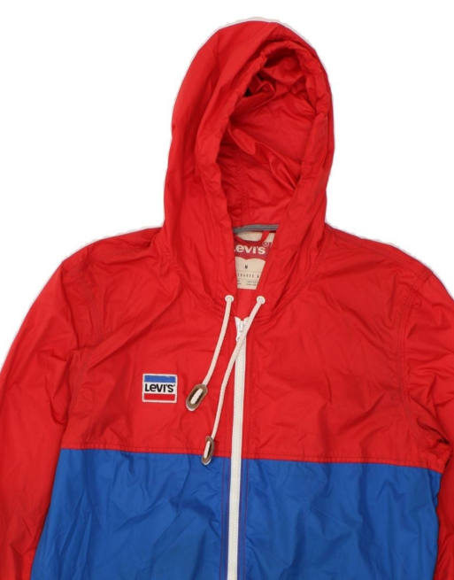Vintage Levi's Hooded Rain Jacket UK 38 Medium In Red Colourblock, 3 of 4