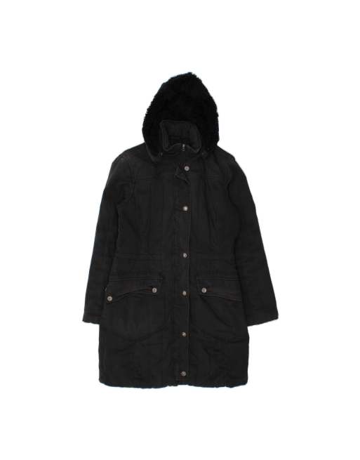 Vintage Levi's Hooded Windbreaker Coat UK 14 Medium In Black