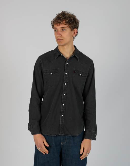 Vintage Levi's l long sleeve shirt in charcoal grey
