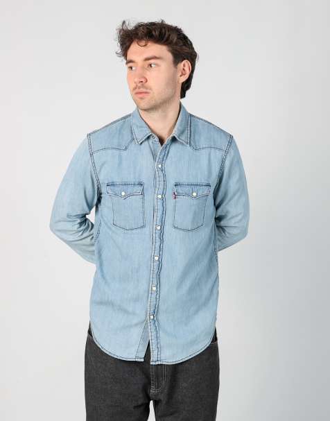 Vintage Levi's m long sleeve shirt in light blue - view 1