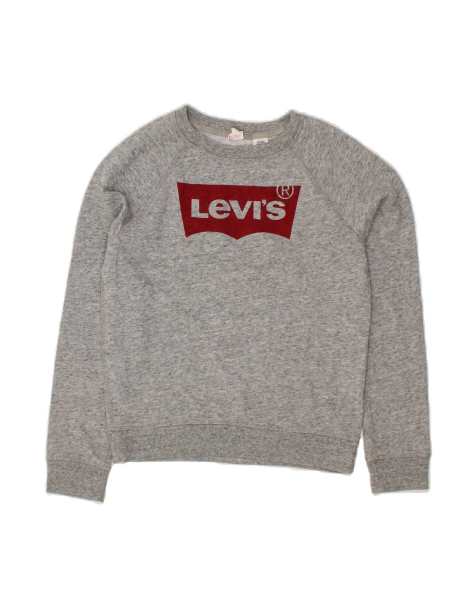 Vintage Levi's Oversized Crop Graphic Sweatshirt Jumper UK 6 XS In Grey - view 1