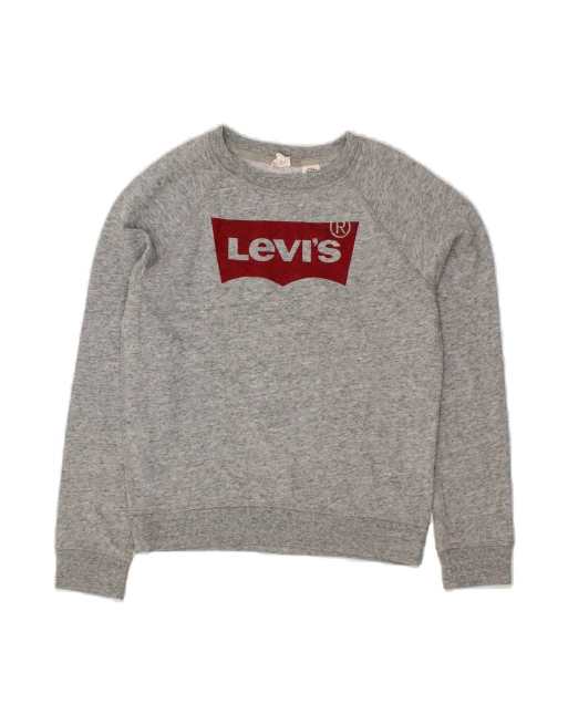 Vintage Levi's Oversized Crop Graphic Sweatshirt Jumper UK 6 XS In Grey