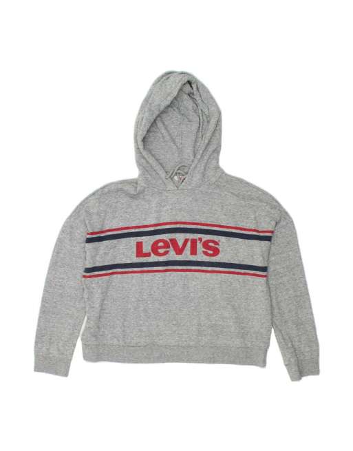 Vintage Levi's Oversized Graphic Hoodie Jumper Uk 10 Small In Grey Flecked