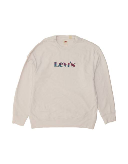 Vintage Levi's Oversized Graphic Sweatshirt Jumper Medium In Off In White