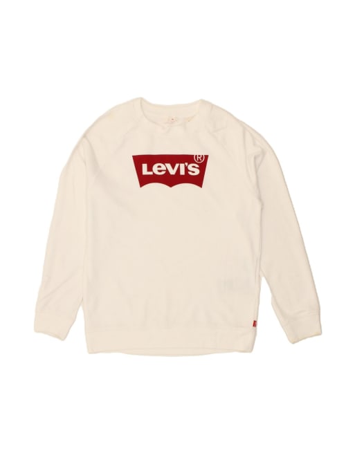 Vintage Levi's Oversized Graphic Sweatshirt Jumper UK 6 XS In White