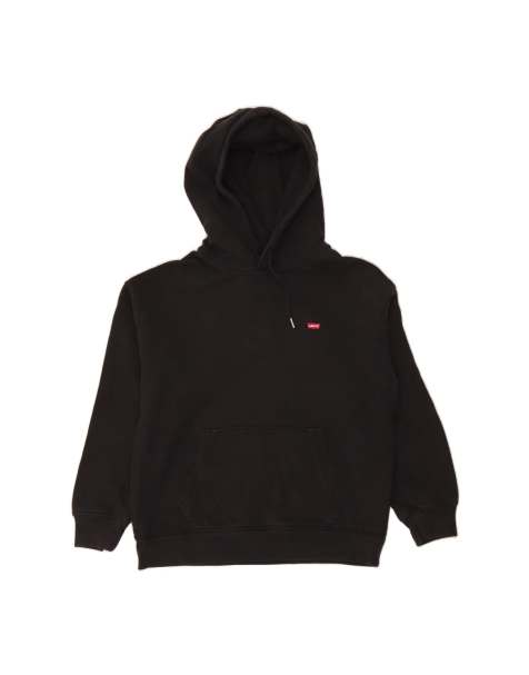 Vintage Levi's Oversized Hoodie Jumper UK 14 Medium In Black - view 1
