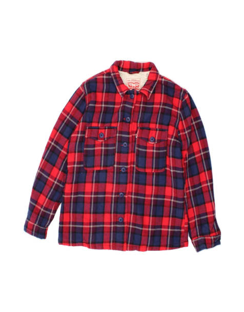 Vintage Levi's Oversized Lumberjack Flannel Shirt UK 6 XS In Red Check - view 1
