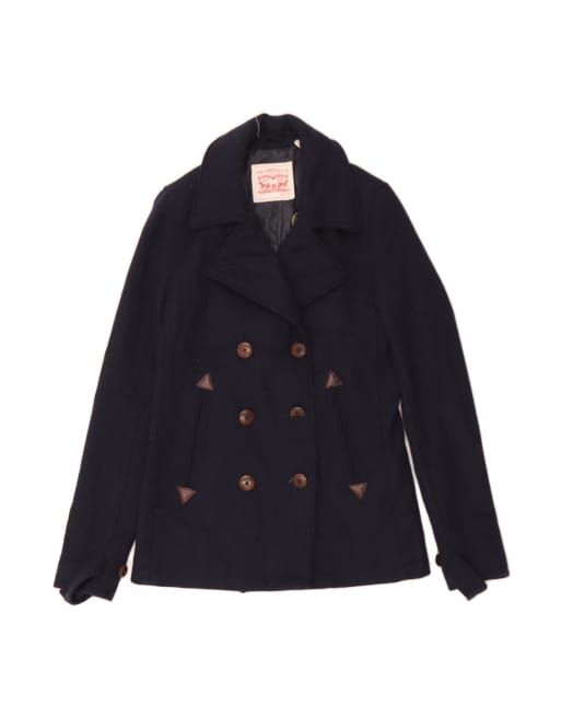 Vintage Levi's Pea Coat UK 6 XS In Blue