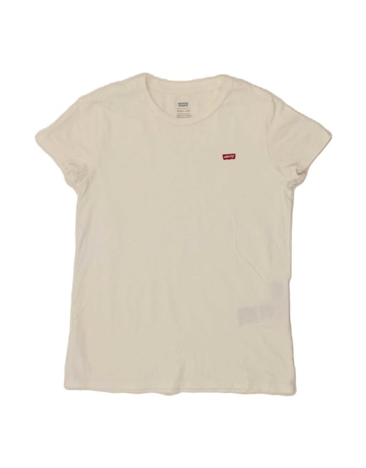Vintage Levi's Perfect Crew T-shirt Top Uk 10 Small In White