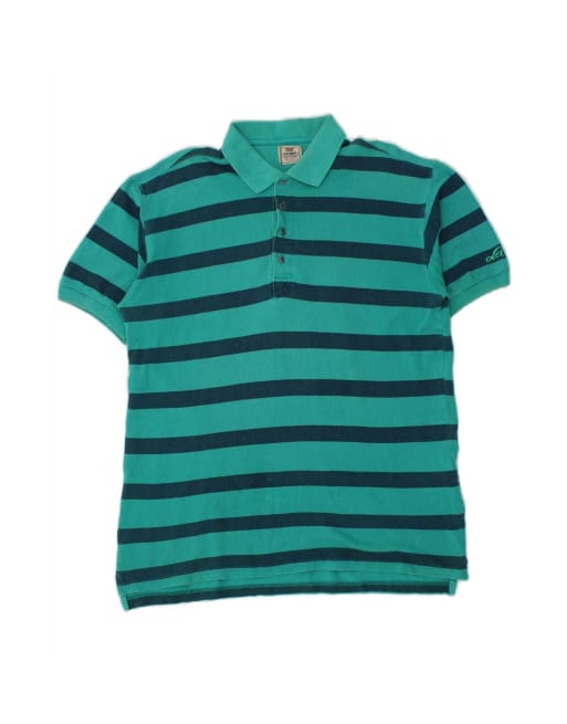 Vintage Levi's Polo Shirt Medium In Turquoise Striped