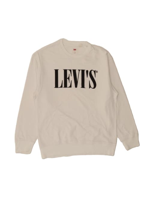 Vintage Levi's Relaxed Fit Graphic Sweatshirt Jumper Small In White