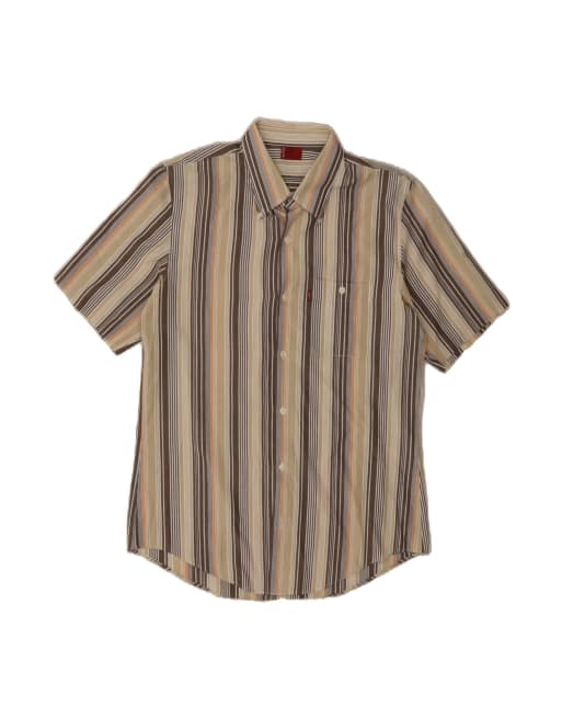 Vintage Levi's Short Sleeve Shirt Large In Beige Striped