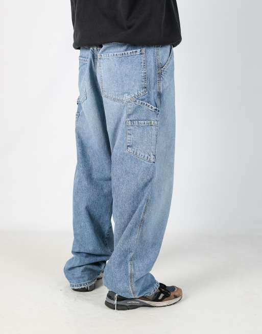 Vintage Levi's silver tab 40x33 denim carpenter jeans in light blue, 2 of 4