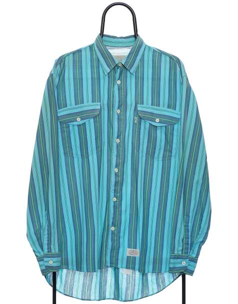 Vintage Levis size L shirt in blue stripe - view 1