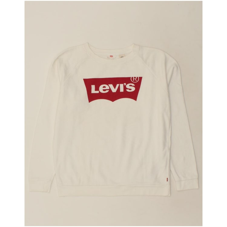 Vintage Levi s Size M Graphic Sweatshirt Jumper in White Cra wallonieShops Columbia Logo Hoodie 1895751 271