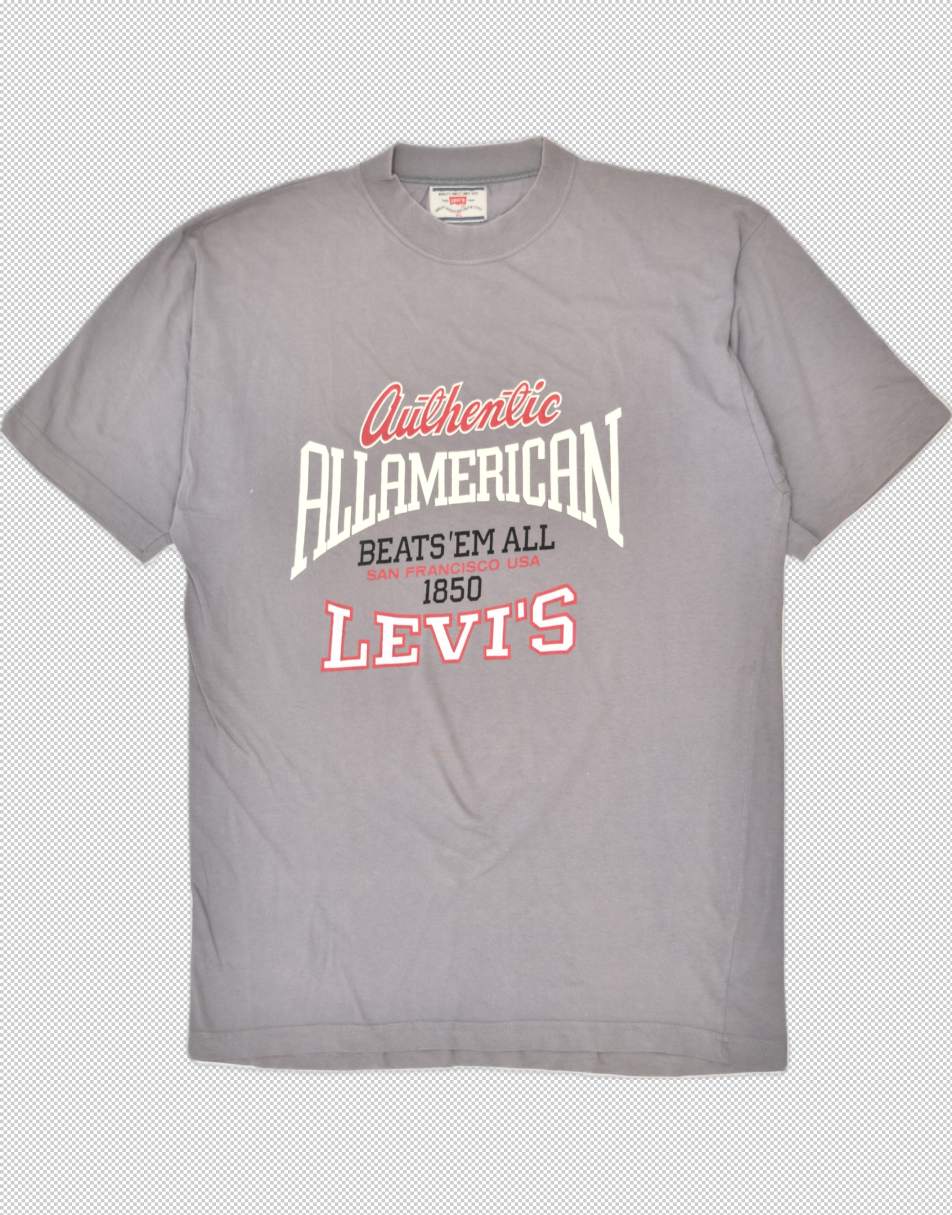 Vintage Levi's Size XL 90s slim fit graphic t-shirt in grey