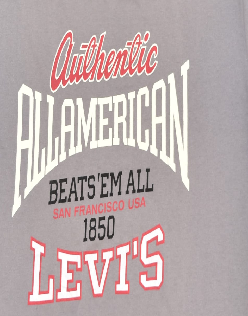 Vintage Levi's Size XL 90s slim fit graphic t-shirt in grey 1