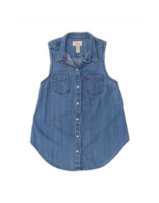 Vintage Levi's Sleeveless Denim Shirt Uk 6 XS In Blue