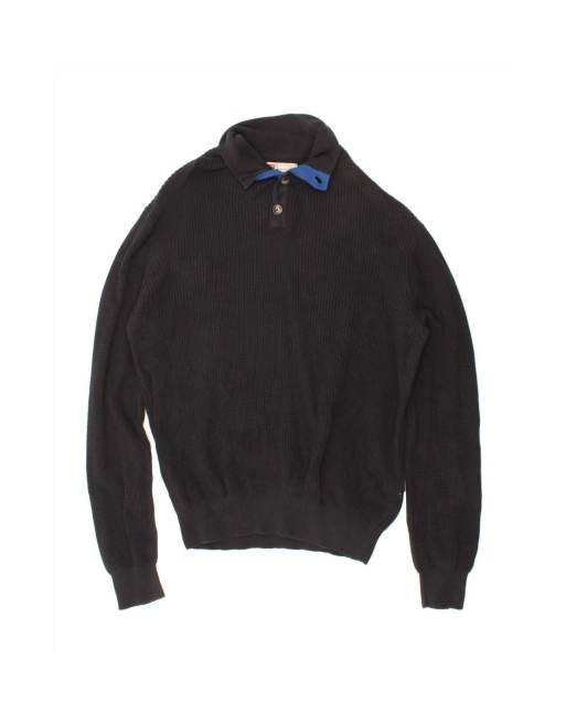Vintage Levi's Slim Fit Button Neck Jumper Sweater 2XL In Blue