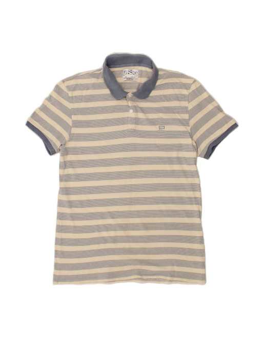 Vintage Levi's Slim Fit Polo Shirt 2XL In Beige Striped