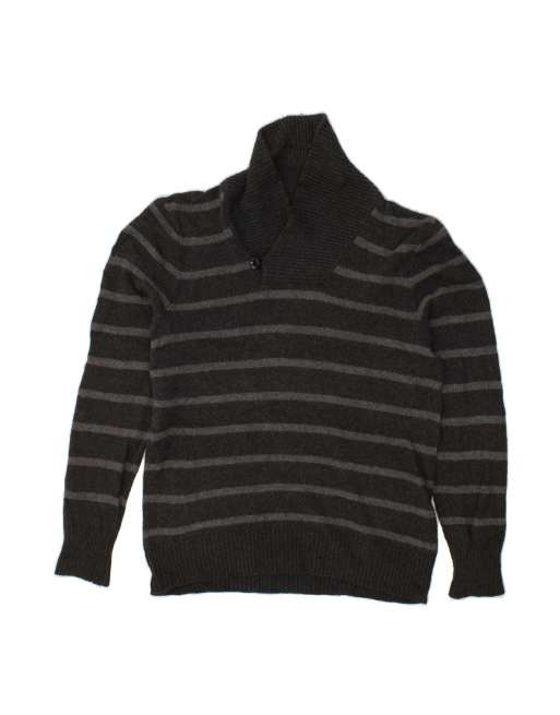 Vintage Levi's Slim Fit Shawl Neck Jumper Sweater Large In Grey Striped