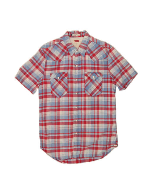 Vintage Levi's Slim Fit Short Sleeve Shirt Medium In Red Check