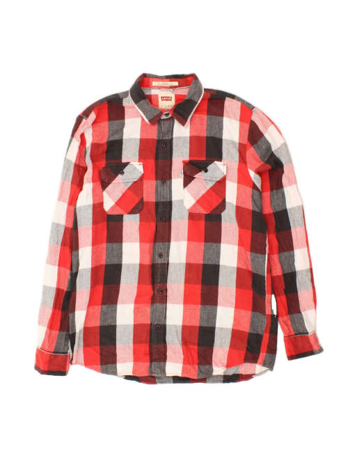 Vintage Levi's Standard Fit Flannel Shirt XL In Red Check