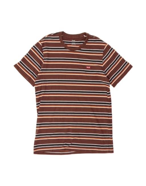 Vintage Levi's Standard Fit T-shirt Top Medium In Brown Striped