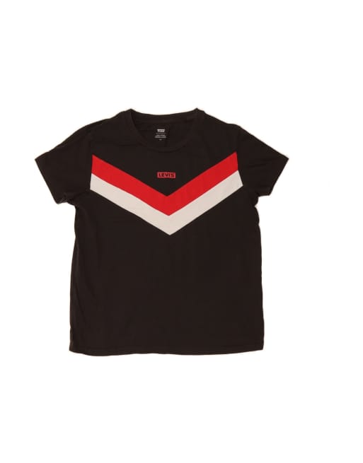 Vintage Levi's T-shirt Top UK 16 Large In Black Colourblock
