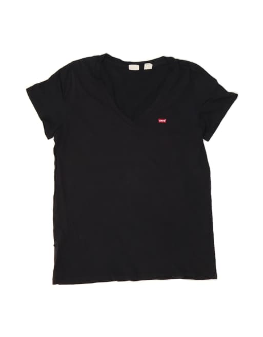 Vintage Levi's T-shirt Top UK 16 Large In Black