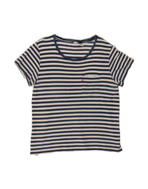 Vintage Levi's T-shirt Top UK 18 XL In Blue Striped - view 1