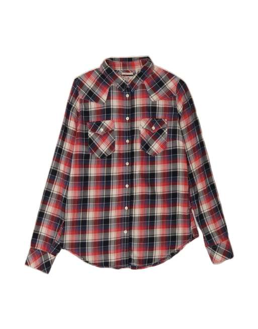 Vintage Levi's Tailored Fit Shirt UK 14 Medium In Red Check