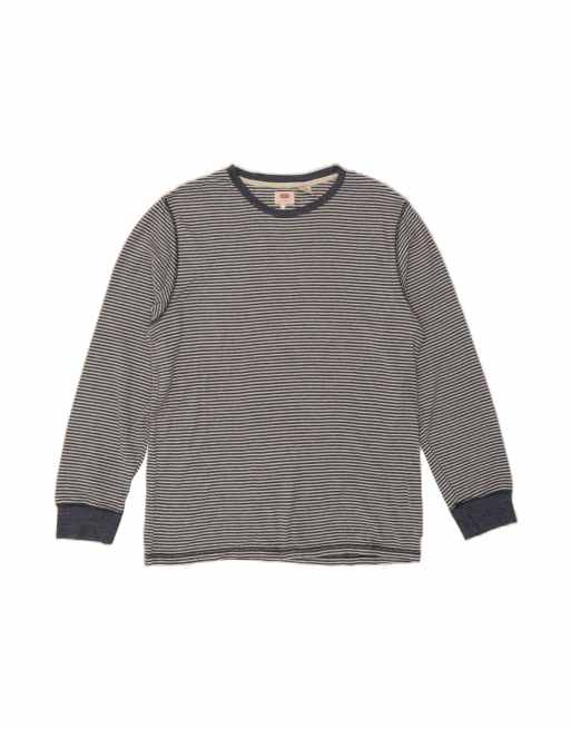 Vintage Levi's Top Long Sleeve Large In Blue Pinstripe