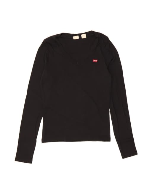 Vintage Levi's Top Long Sleeve UK 14 Large In Black
