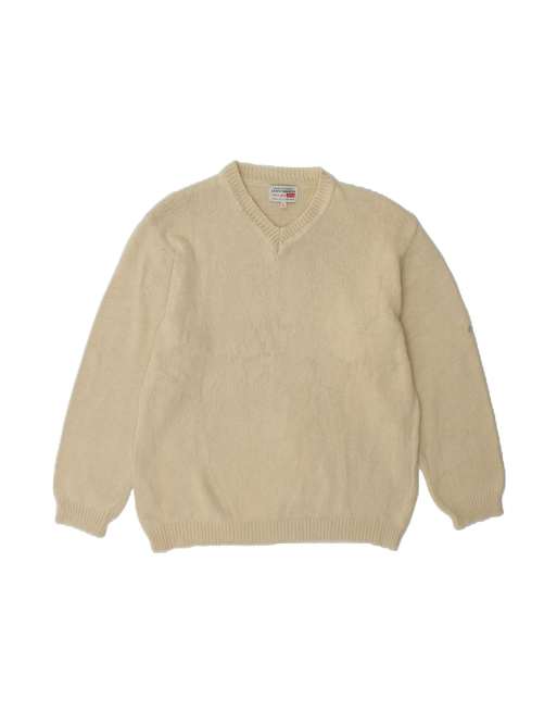 Vintage Levi's V-neck Jumper Sweater Large In Off In White