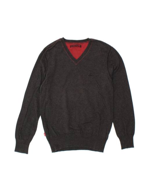 Vintage Levi's V-neck Jumper Sweater Medium In Grey