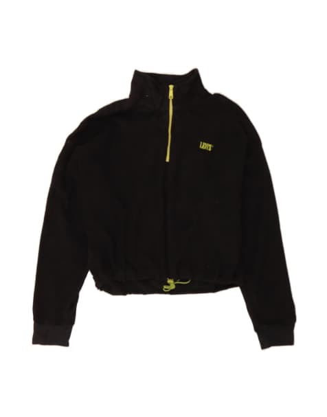 Vintage Levi's Zip Neck Fleece Jumper UK 16 Large In Black - view 1