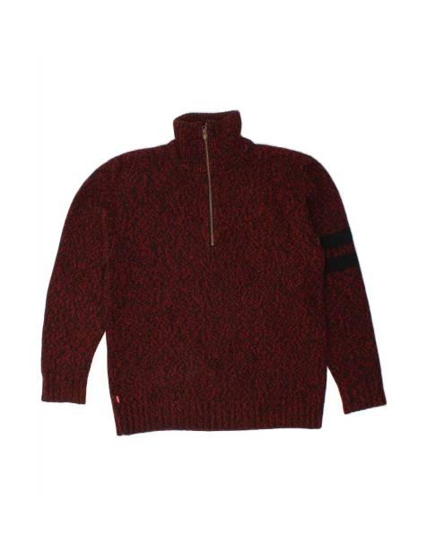 Vintage Levi's Zip Neck Jumper Sweater UK 16 Large In Red Flecked - view 1