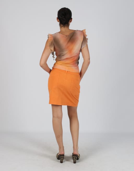 Vintage LI.LI S woven midi skirt in orange, 3 of 4