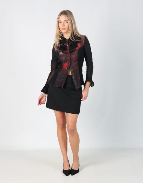 Vintage Lineaemme XS woven mini skirt in black - view 1