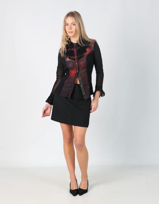 Vintage Lineaemme XS woven mini skirt in black