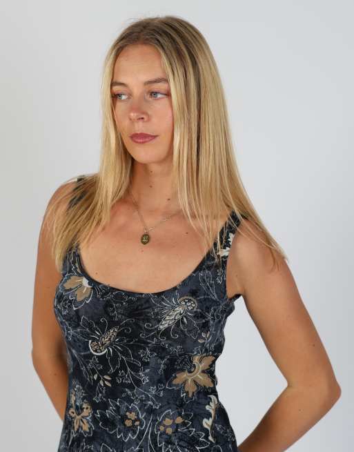 Vintage Lisa Campione S woven midi dress in charcoal grey, 4 of 4
