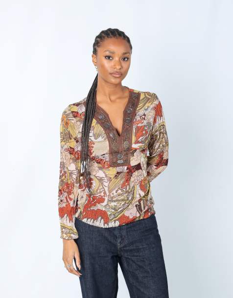 Vintage Listwoman M blouse in brown - view 1