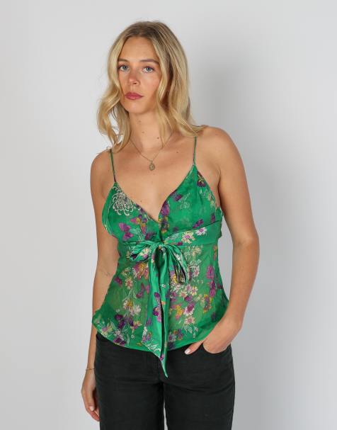 Vintage Listwoman XS cami in dark green - view 1
