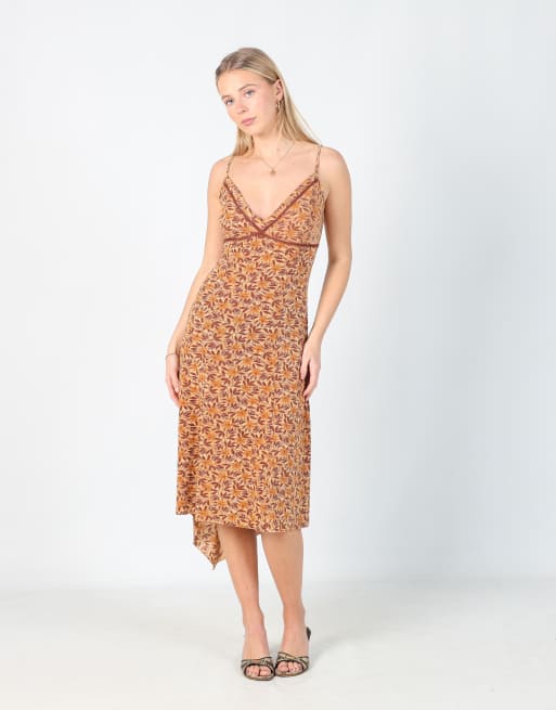 Vintage Liu Jo M printed woven maxi dress in orange