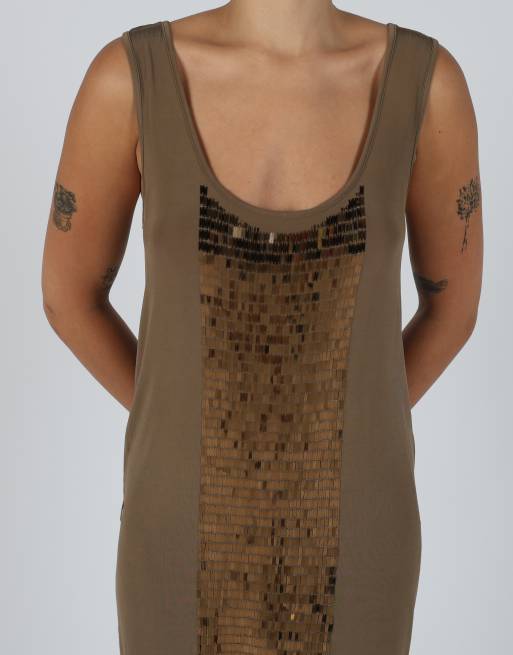 Vintage Liu Jo M woven midi dress in brown, 4 of 4