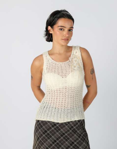 Vintage Liu Jo S knitted vest in cream - view 1