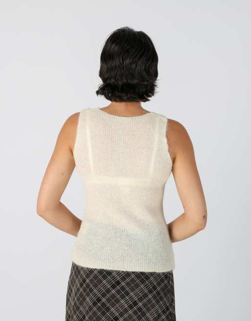 Vintage Liu Jo S knitted vest in cream, 2 of 4